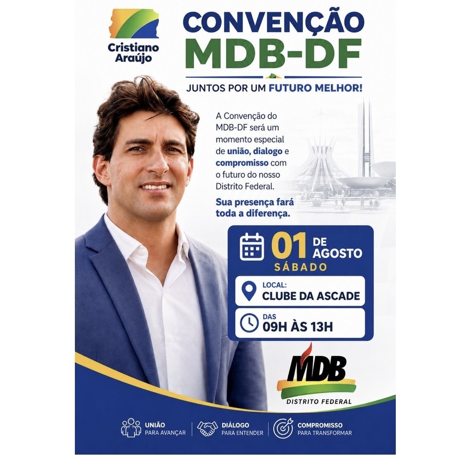 Convenção do MDB-DF oficializa candidatura de Cristiano Araújo a Deputado Distrital